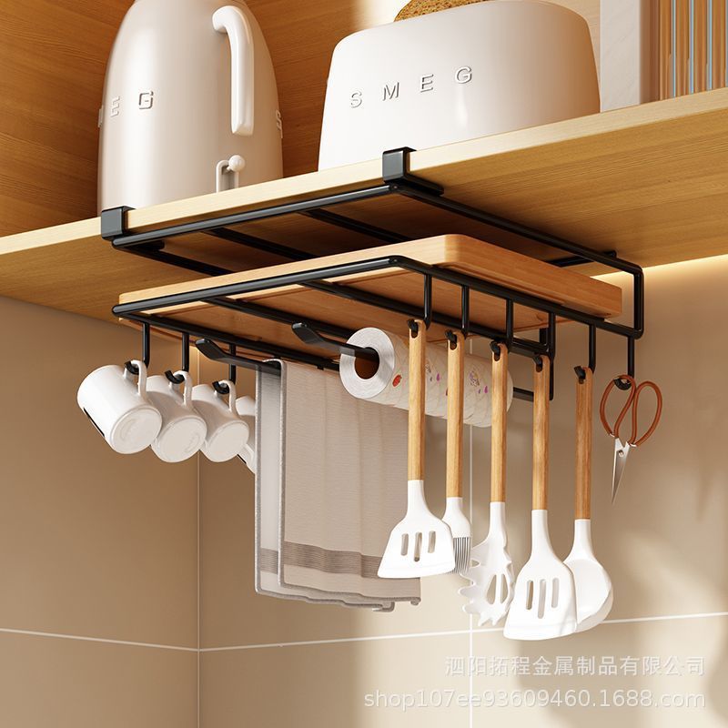 鍋の蓋の棚の下で穴を開けないまな板の棚の台所のティッシュの棚は神器の家庭のまな板の収納棚を置きます。|undefined