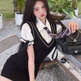 2026夏季连衣裙子女学院风韩版ins甜辣妹气质短裙包臀裙JK制服女