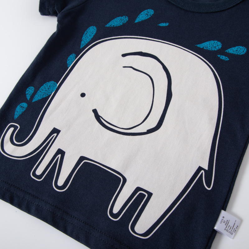 Camiseta de manga corta para niños de dibujos animados con estampado animal ropa para niños de verano Camisa de algodón para niños que toca fondo entrega al por mayor de fábrica