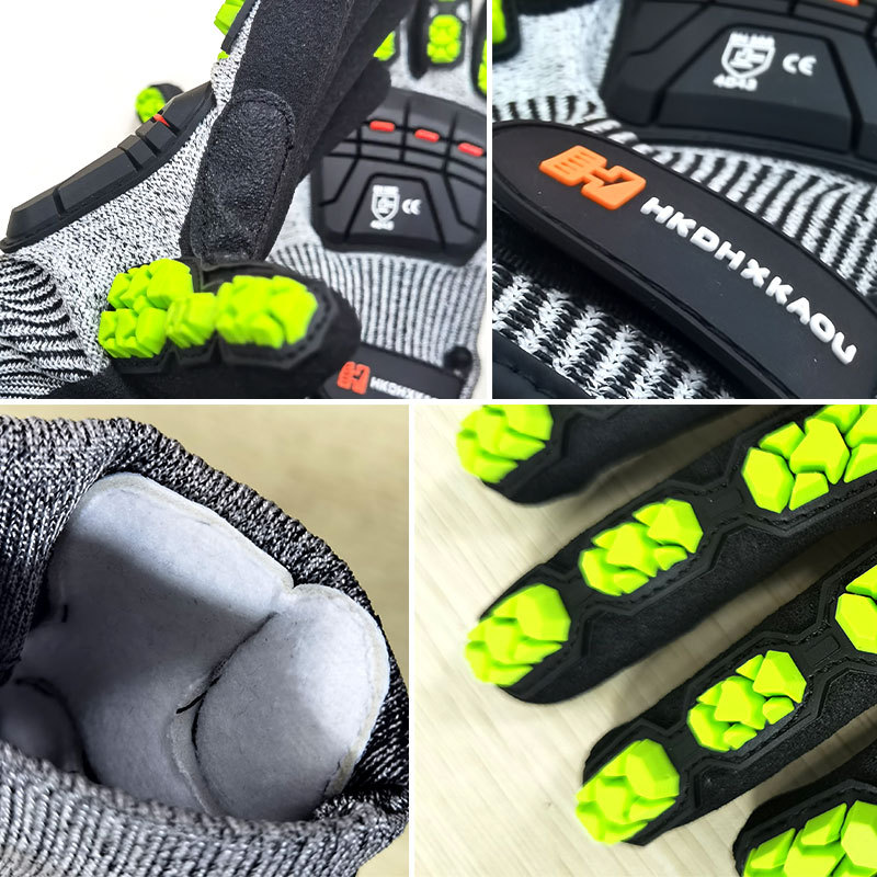 TPR guantes anti-impacto 5 grado anti-corte, anti-punción, anti-golpe, anti-colisión, cambio de color, logotipo de maquinaria profesional guantes de protección laboral