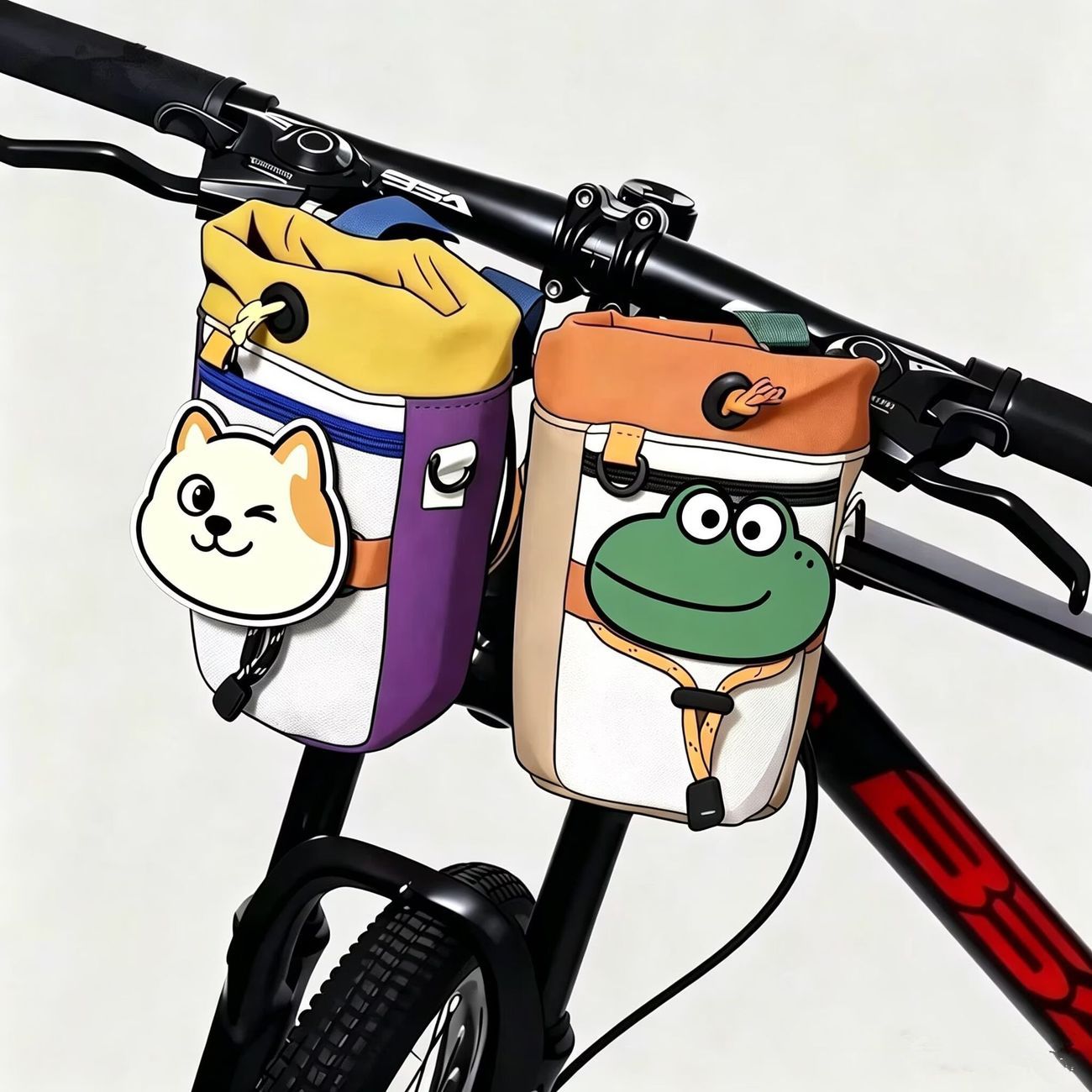 Cute camping-style bicycle handlebar bag for cycling, water bottle cup handlebar bag, storage bag for mountain and road bikes
