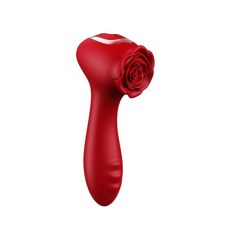 Rechargeable 10-Frequency Rose Vibrator with Bead Rotation, 3-in-1 Anal Plug & Prostate Massager, Red Silicone — detail image 12