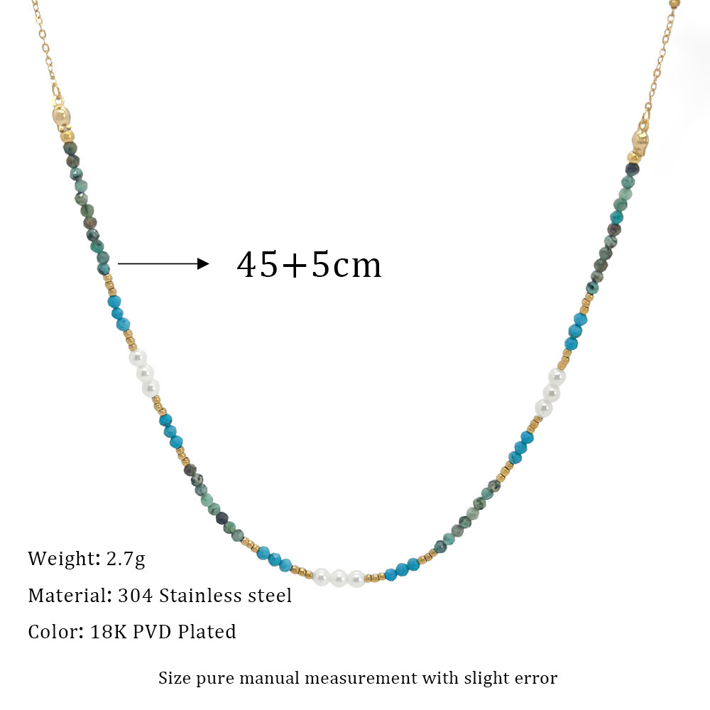 7g Weight Natural Stone Pendant Material Necklace Classification 304 Stainless Steel, Natural Stone Chain Material Beaded Chain Chain Type Elegant Geometric 304 Stainless Steel Natural Stone Beaded Chain Necklace In Bulk