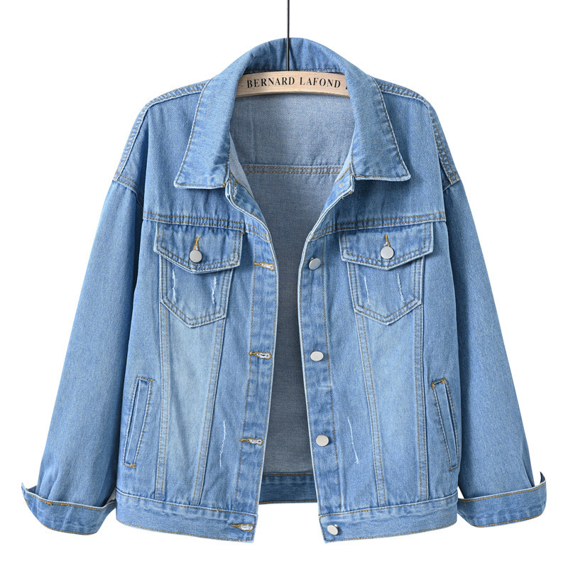 Spring and Autumn New Style Colorful Plus-Size Denim Jacket for Women, Short Korean-Style Loose Bf Long-Sleeve Casual Top