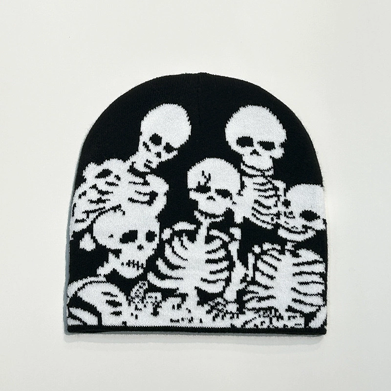 Граница: маркеры Хэллоуина, вязаная шляпа со Skull Day of the Dead, креативная персонализированная жаккардовая шляпа холодная, стильная и крутая