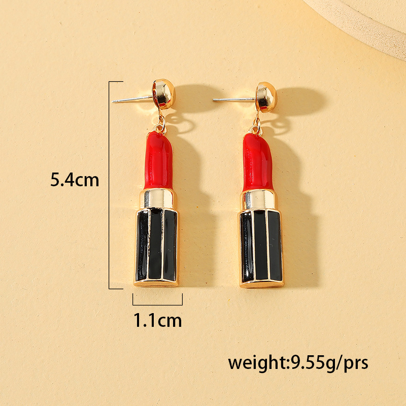 New Red Lipstick Alloy Earrings Wholesale display picture 1