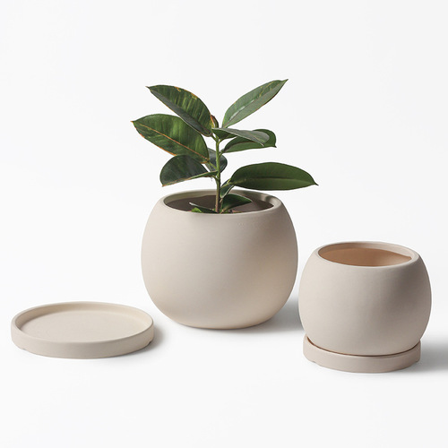 Nordic-style flower pot, white-fired ceramic, fashionable, minimalist, literary, personalized indoor pothos, DIY, breathable, biodegradable