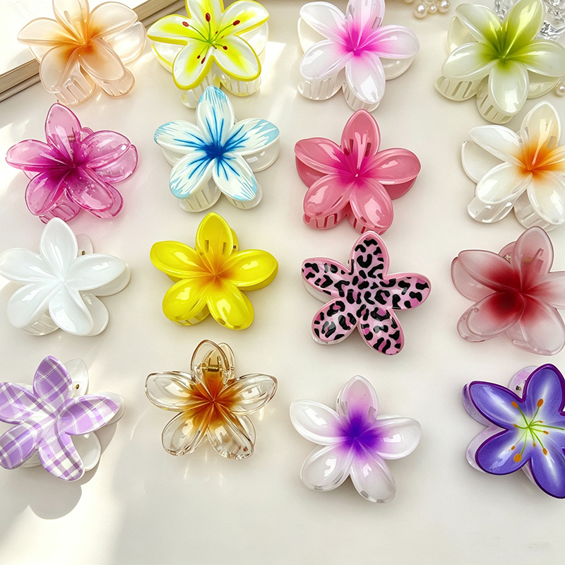 Cross-border egg flower hair clips, Korean-style UV-printed claw clips, women's back-of-head hair accessories, shark clips, wholesale