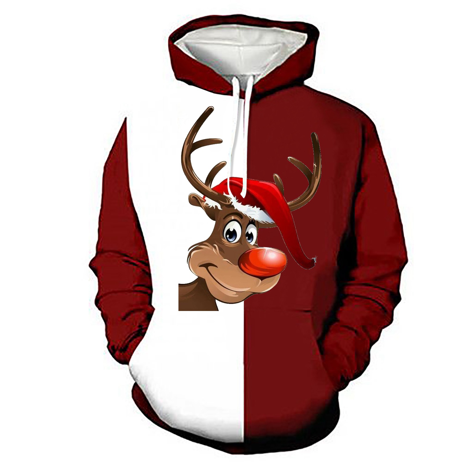 Color Block Hooded Loose Plus Velvet Padded Sweatshirt Image 4