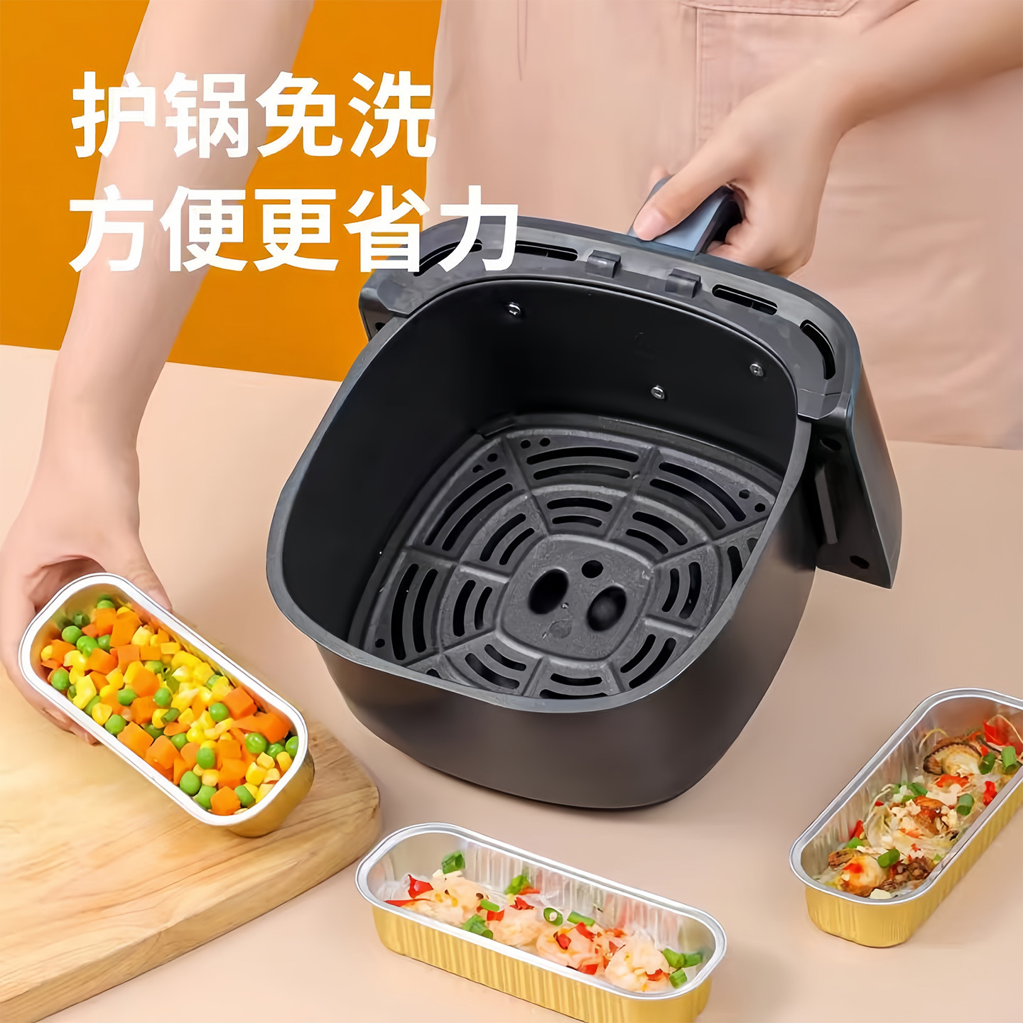 Freidora de aire tazón de papel de aluminio reutilizable horno casero pudín molde de horneado pequeño caja de papel de estaño tazas y platos
