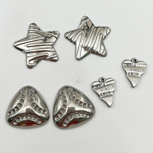 不锈钢星星三角耳环配件 diy桃心字母项链吊坠五角星半壳耳饰配饰