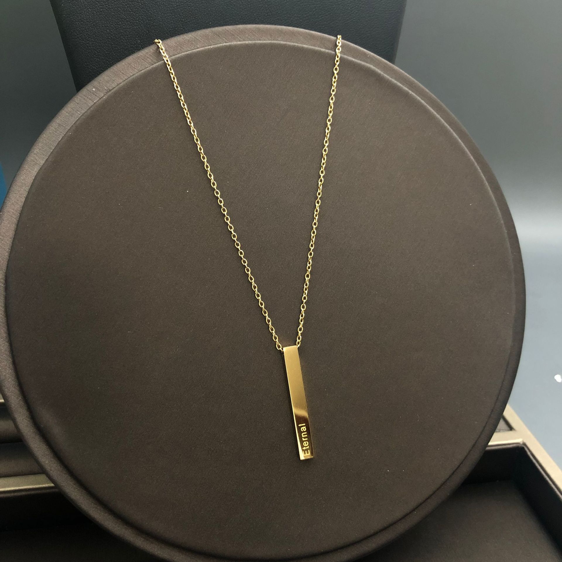 Simple Style Rectangle Titanium Steel Polishing Pendant Necklace_colorza_5