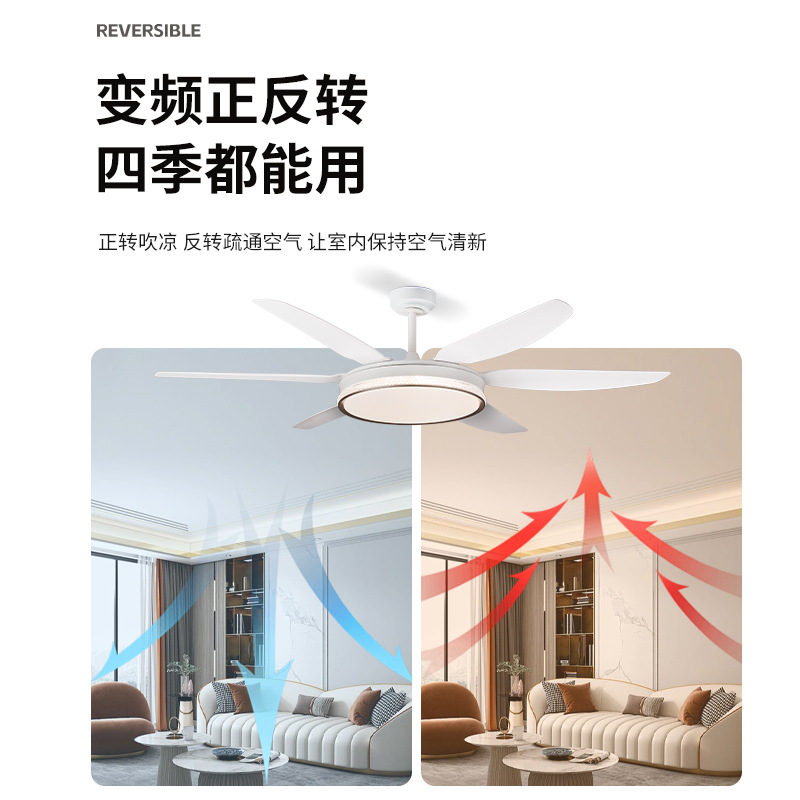 Ventilador de Techo con Luz Inverter de 64 Pulgadas de ABS con Control Remoto para Sala de Estar