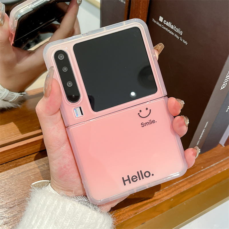 Huawei pura x 携帯電話ケースに適したスマイリーグラデーション purax 折りたたみスクリーンシンプルなボールハンドストラップ女性保護カバー|undefined