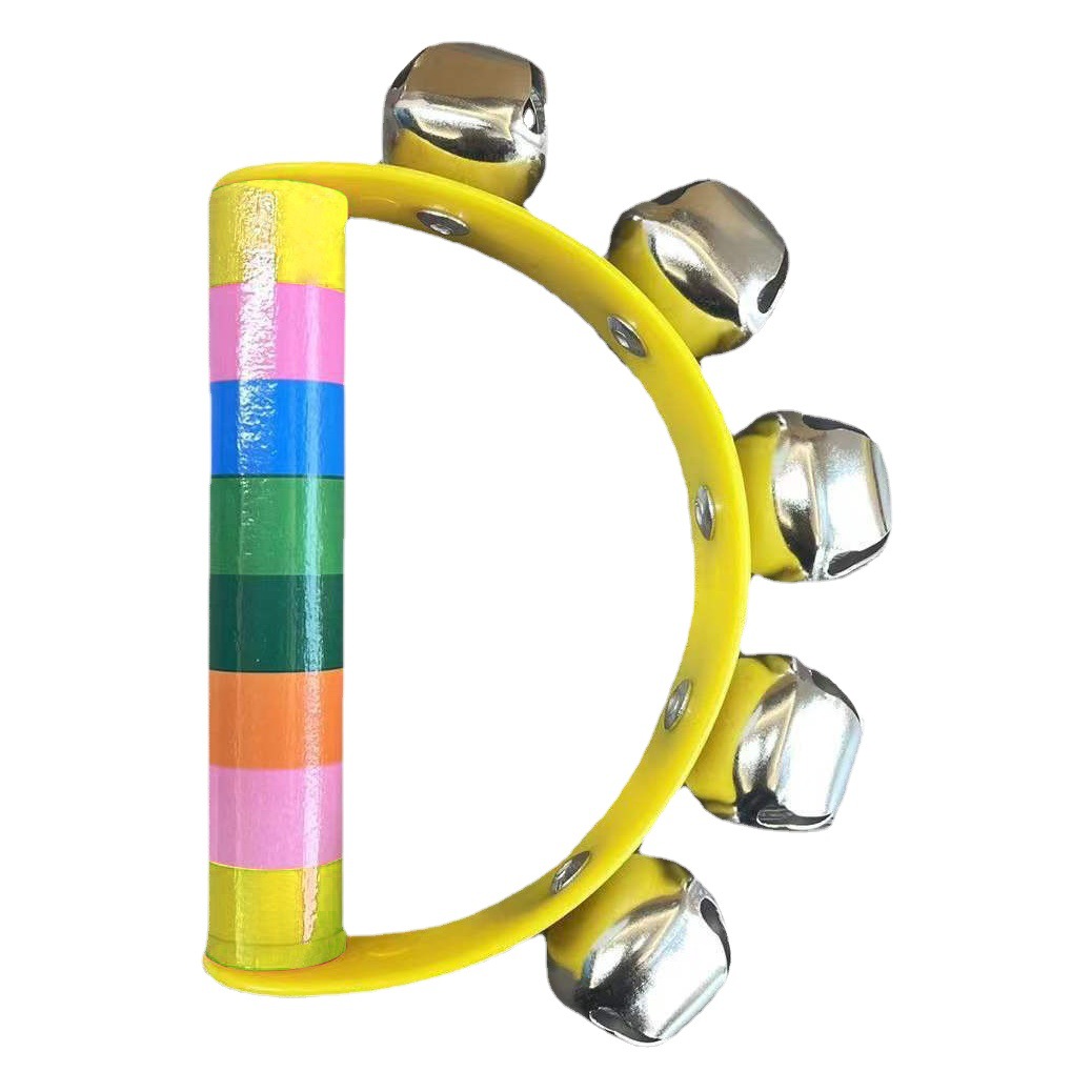 Al por mayor semicírculo de madera de mano sonajero infantil ayudas didácticas música infantil educación temprana instrumento de percusión juguete herradura campana