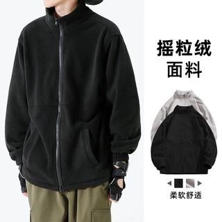 定制春加厚卫衣开衫夹克外套男春季摇粒绒棉衣抓绒衣冲锋衣保暖