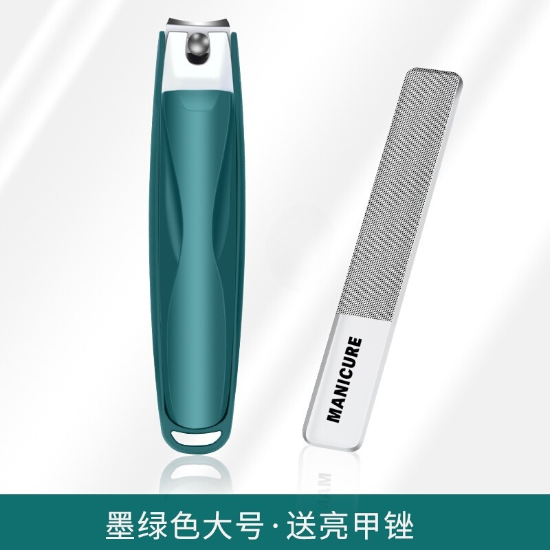 Cortaúñas grandes verde oscuro + Lima de vidrio