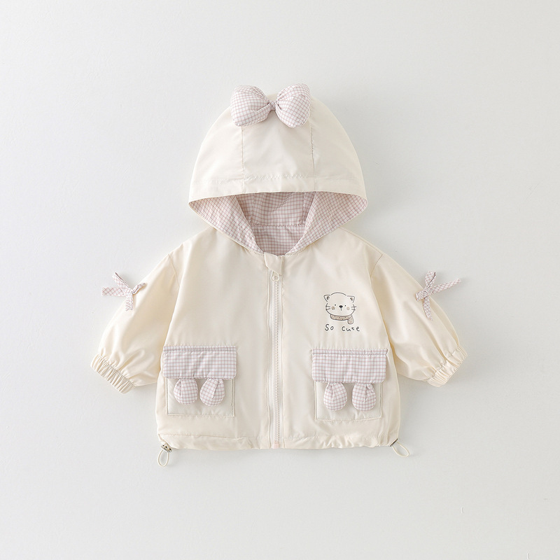 Girls' Softshell Jacket Spring 2026 New Hooded Jacket Versatile Spring and Autumn Top for Toddlers