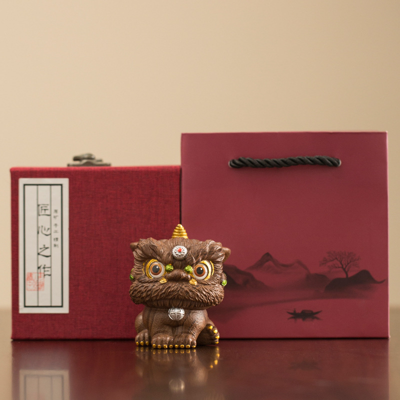 Guochao 佛山獅子舞クリエイティブ装飾品ハイエンドニッチデスクトップティーテーブル装飾工芸品誕生日ギフト|undefined