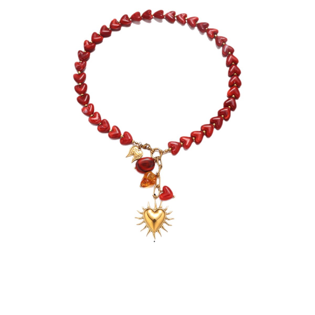 Collar de acero inoxidable de titanio no se desvanece, collar de cuentas de bordas de amor, lujo ligero, cadena de clavícula de alta calidad