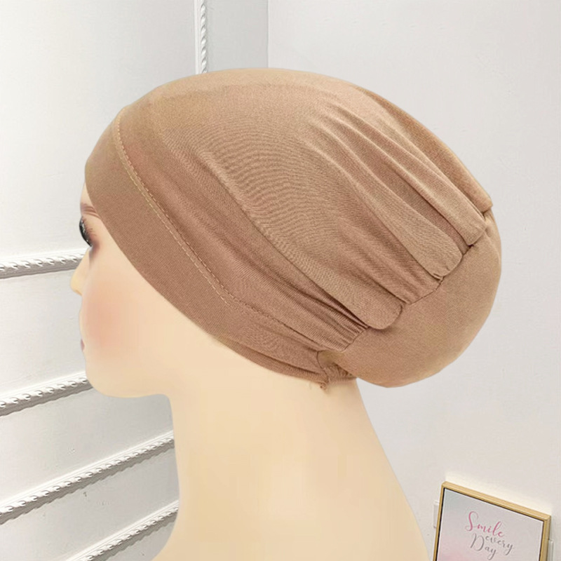 새로운 스타일 단색 머서리제이션 코튼 심플 패션 헤드스카프 고탄력 털이 없는 바닥 털 플리츠 여성용 모자