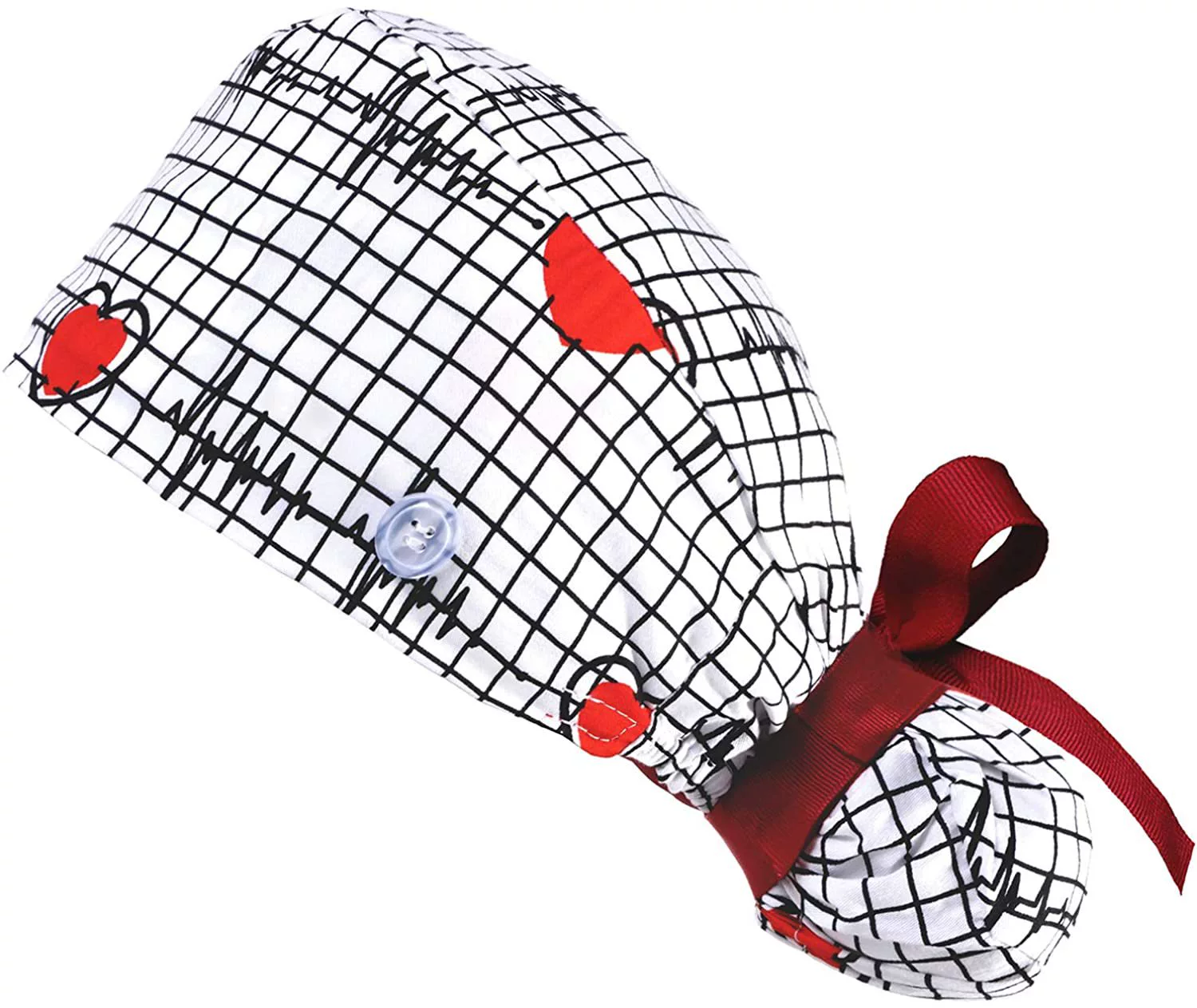 Adjustable ponytail, hat, with buttons, flowered