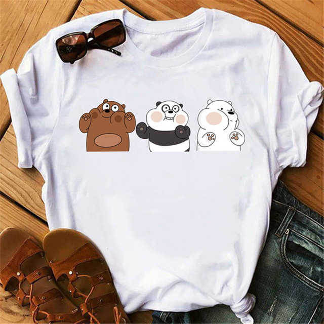 B6 2024 Three Bears Printed T-shirt for Female Students Loose and Slim Girl Women's Trendy Large_voghion.com