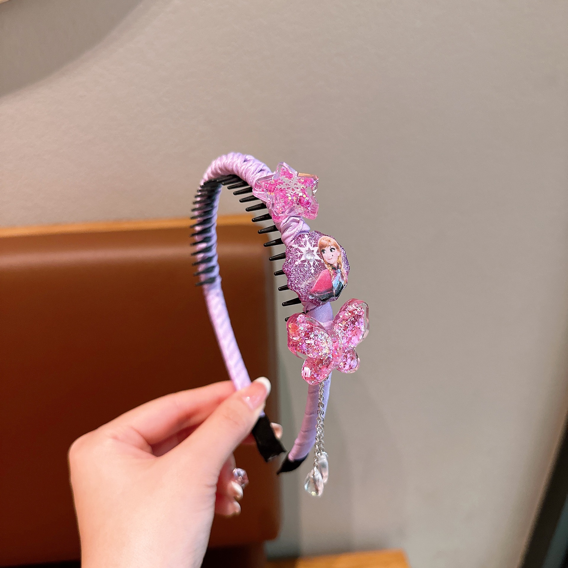 Niños Aisha princesa banda de cabello de niña hielo y nieve con dientes antideslizante banda de cabello acrílico coreano clip de cabello