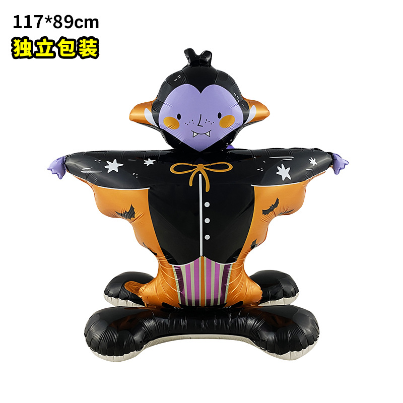 Nuevo globo de Halloween 4D globo tridimensional columna árbol fantasma lápida de bruja puede pararse base globo de película de aluminio