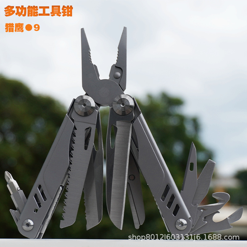 新款多功能工具钳猎鹰全钢精冲折叠钳17合一随身便携刀钳应急工具