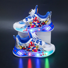 带灯儿童运动鞋皮面防滑秋季新款男童学生鞋网面透气小中童跑步鞋