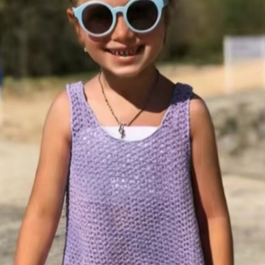 Neuer, modischer, lila gestrickter Badeanzug im französischen Stil, einteiliger Strandmantel für Kleinkinder (3-7 Jahre)_voghion.com