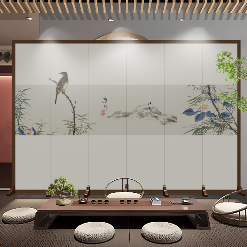Pantalla de estilo chino sala de estar puerta de entrada cubierta oficina hotel paisaje pintura plegable pantalla plegable móvil clásica