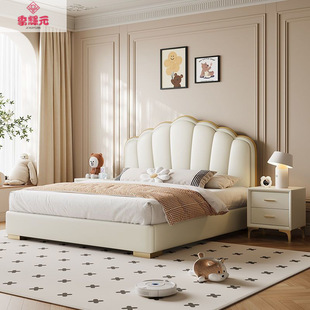 Modern Simple Soft Bed Leather Bed Double 1.8X 2m Bedroom Air Pressure Cream Style Storage Bed 1.5m Small Apartment
