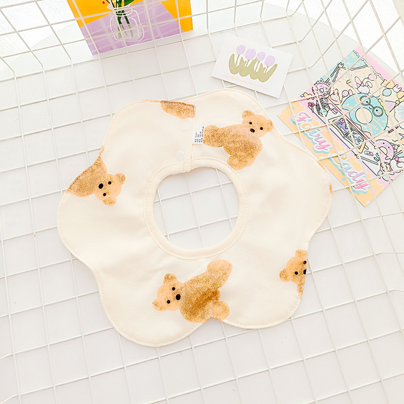 Bebé recién nacido otoño e invierno nuevo estilo flor saliva toalla algodón bebé impermeable escupir babero 360 grados rotación