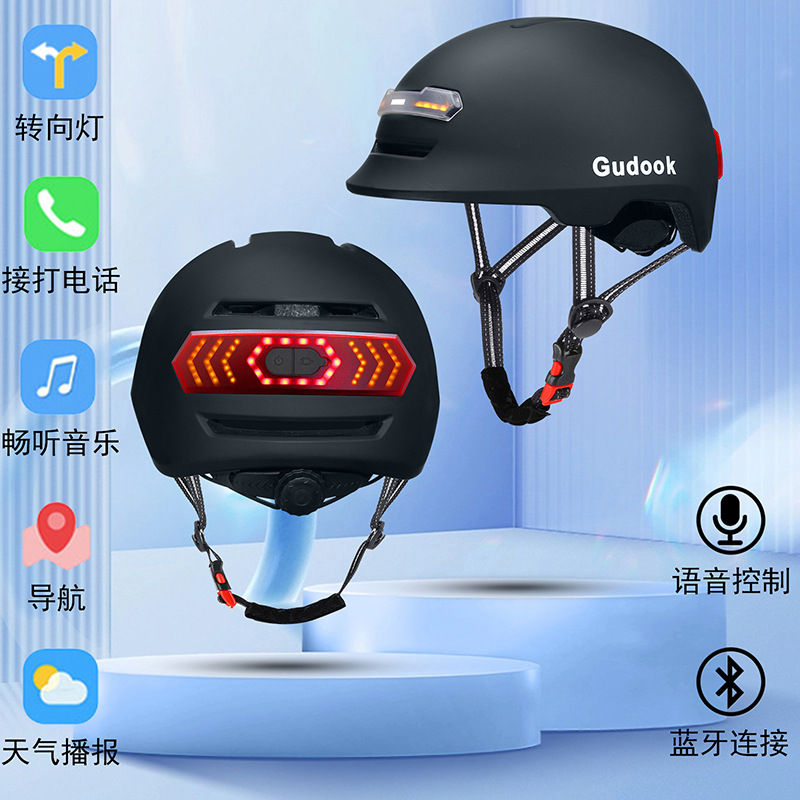 Front and rear turn signal integrated with voice control, dual control smart helmet with Bluetooth hands-free calling, music, and navigation