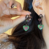 Pin, small earrings, green design advanced silver needle, trend of season, silver 925 sample