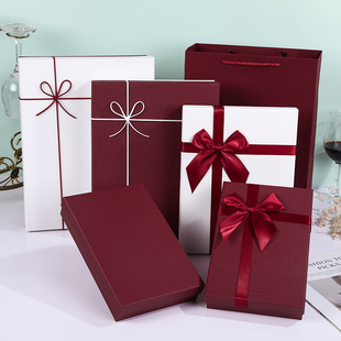 Packaging Box Gift Box Empty Box Customized Christmas Gift Box Scarf Clothing Gift Box Companion Gift Box Wine Red Packaging