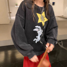 im向 芭蕾小兔！400g冬季一体绒做旧水洗宽松印花无帽加绒卫衣女