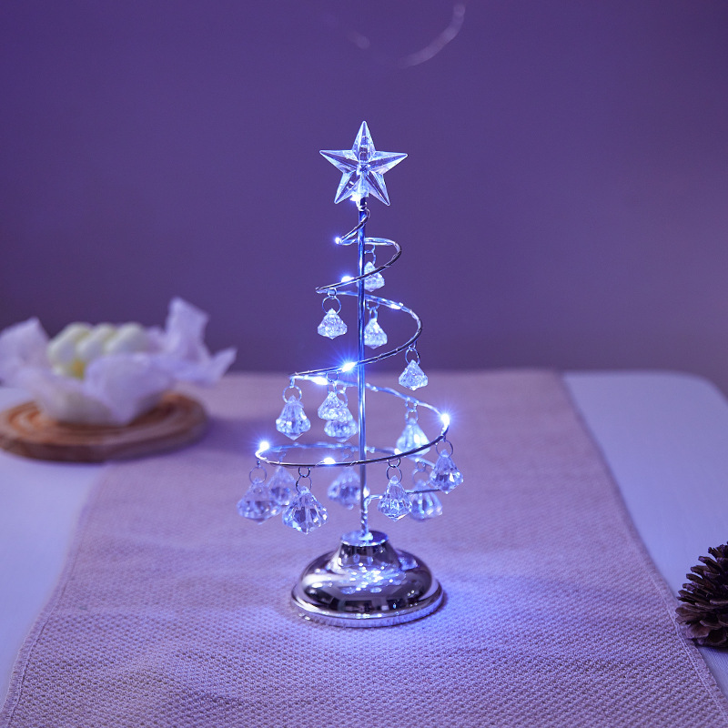 Decoración de Navidad de hierro forjado luminoso escritorio árbol de Navidad cristal árbol de Navidad luz de noche decoración de regalos de Navidad
