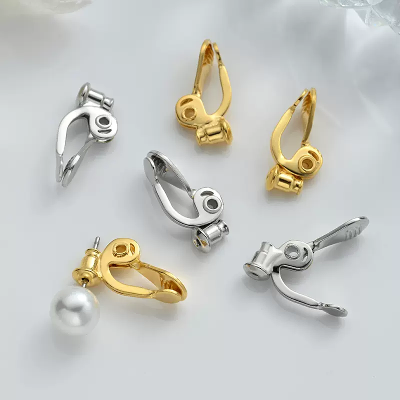 diy饰品配件水滴夹转换器无耳洞耳钉改耳夹 黄铜电镀保色耳饰材料