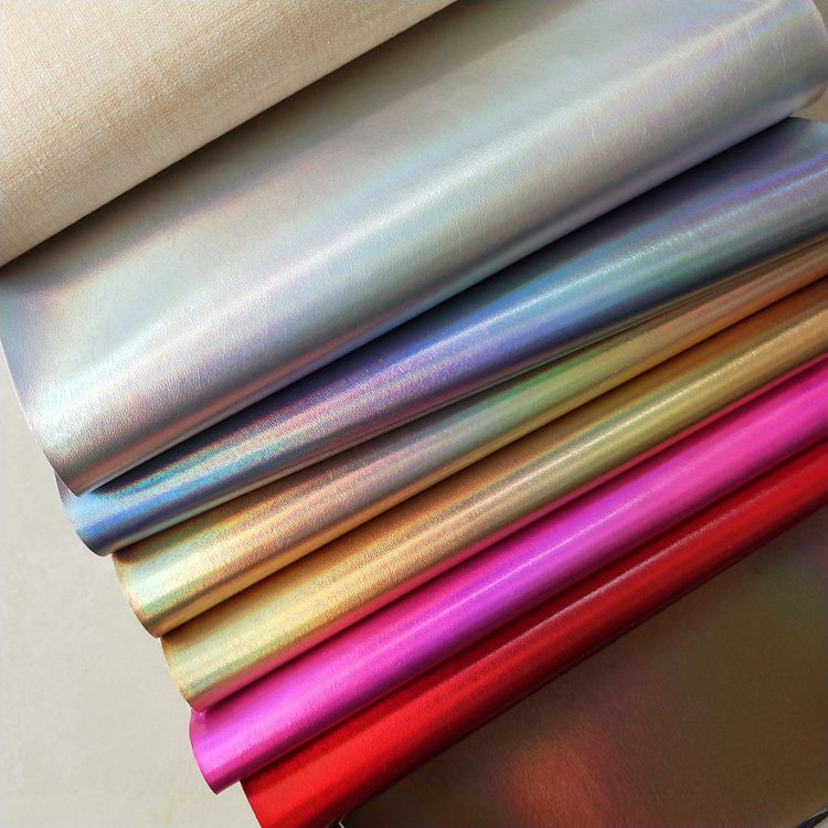 金属贴膜面料箱包手袋幻彩皮革洗漱包化妆袋材料服装镭射皮革