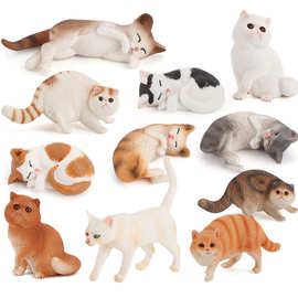 跨境热卖款仿真动物猫咪模型加菲猫波斯猫侧睡宠物猫静态摆件模型
