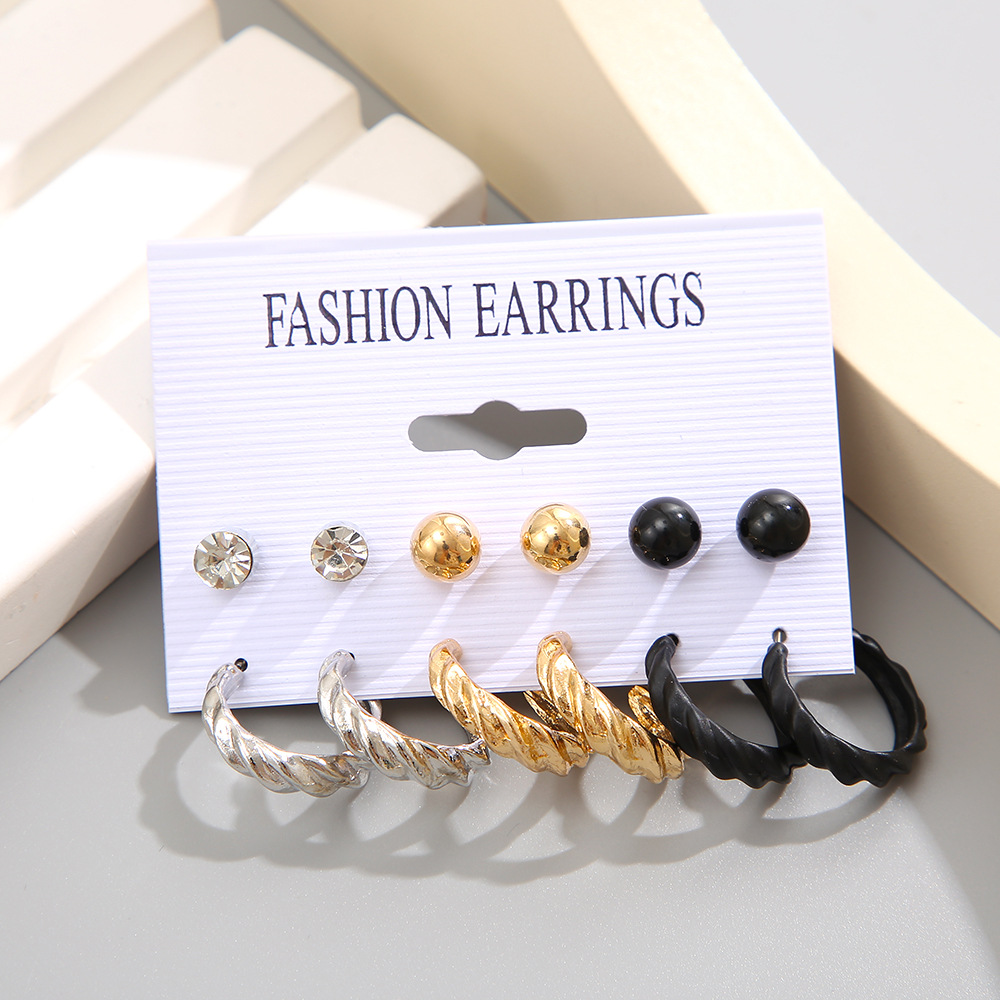 Women's Fashion Simple Style Geometric Alloy Earrings Plating Artificial Rhinestones Stud Earrings 1 Set display picture 5