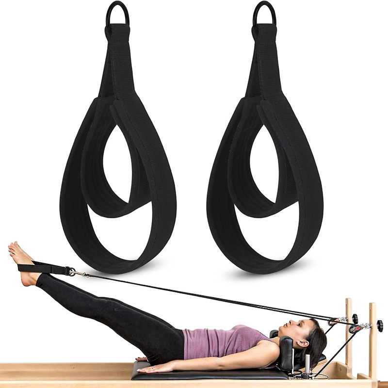Double Ring Pilates Yoga Wrist Strap Hook Foot Strap Core Bed Pilates Equipment Accessories Handle Strap Foot Pedal Double Circle