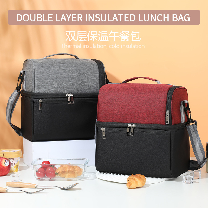 Nueva bolsa de aislamiento de color portátil de doble capa bolsa de almuerzo para llevar al trabajo bolsa de almuerzo bolsa de hielo bolsa de picnic