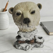 新品创意黑熊动物笔筒支架摆件办公桌面家居客厅电视柜装饰品摆件