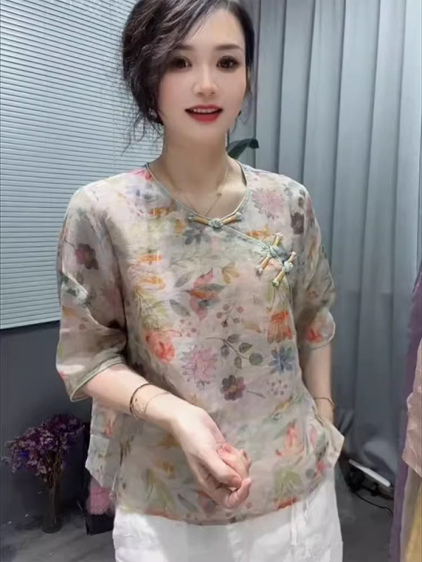 现货 新中式女装国风上衣年轻款复古改良唐装轻奢小衫女2025新款|undefined