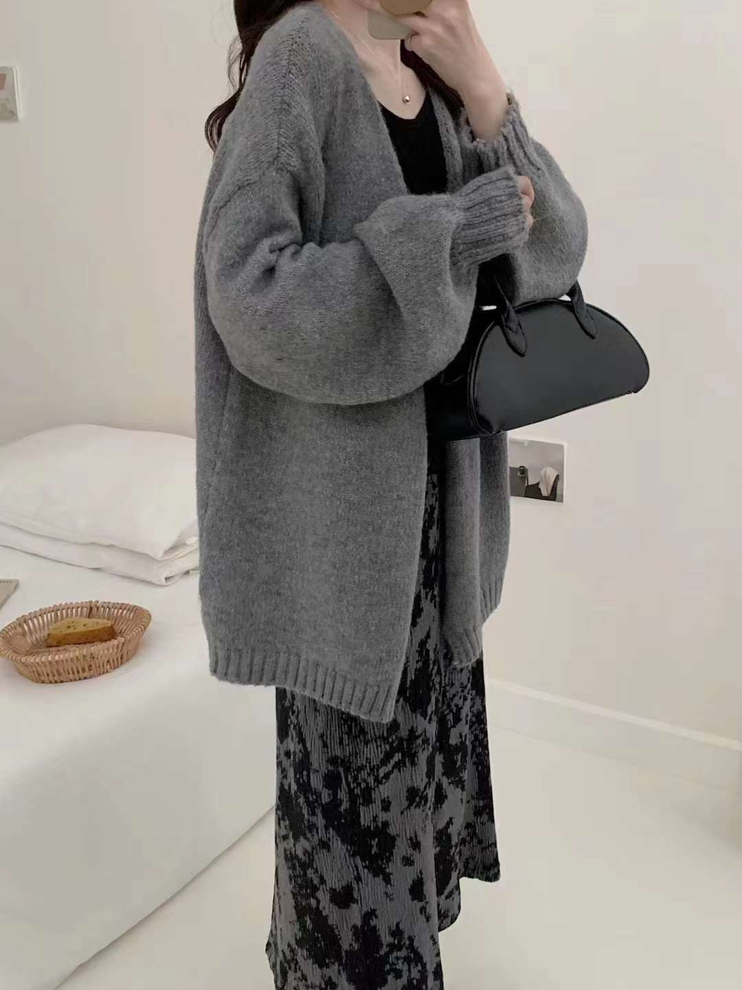 24 Dongpuyuan estilo largo estilo coreano de estilo universal simple chaqueta de estilo relajado aguja de vestir