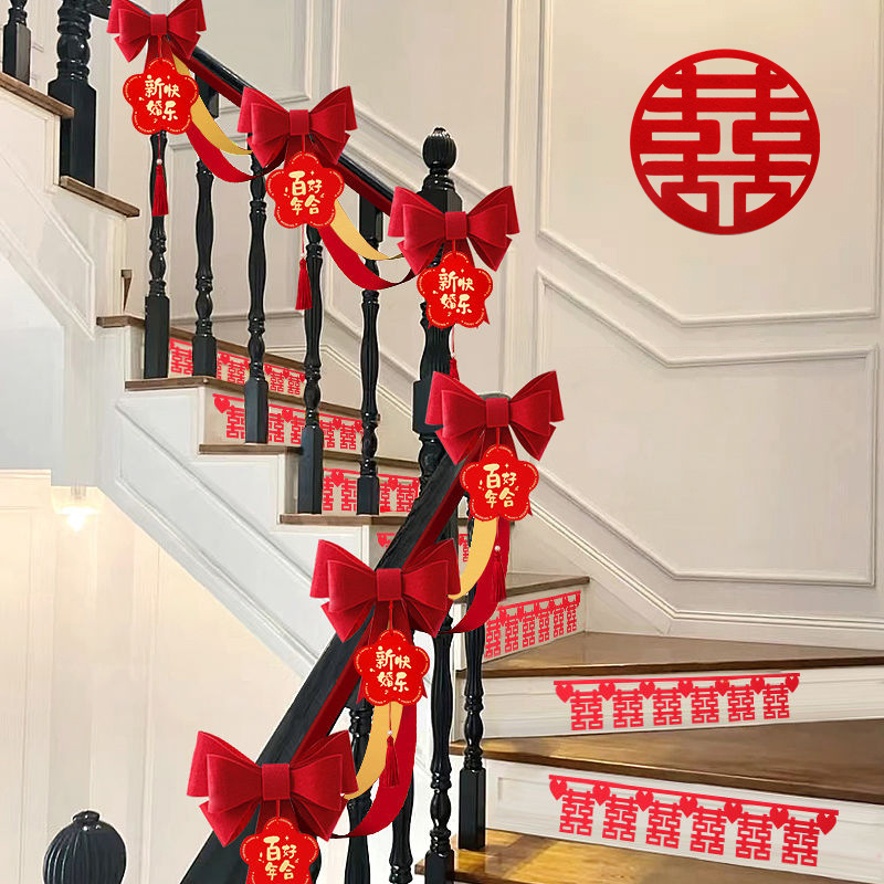 Decoración de escalera de boda no tejida de pared de flores de dibujo de escaleras de boda de artículos de boda nuevo diseño de escena